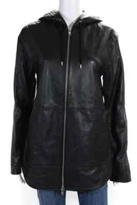 Women's 100% Lambskin Leather Motorcycle Jacket Black 3/4 Length Car Coat Hoodie - Picture 1 of 10