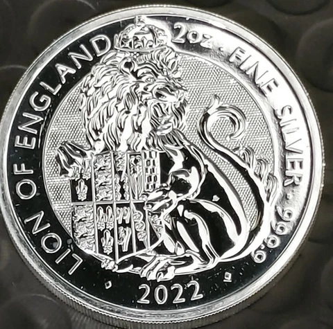 2022 Royal Mint 2oz Tudor Beasts Lion of England £5 British .999 Silver coin Cover