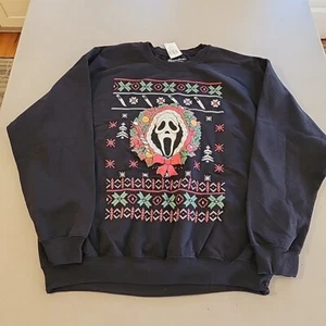 Scream Ghostface Ghost Face Christmas Ugly Sweatshirt Black Size Holiday L LARGE - Picture 1 of 6