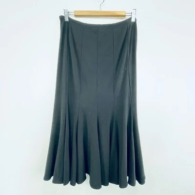 Falda midi jersey negra Joseph Ribkoff talla 12 con etiqueta de diseñador Godets Foto 1 de 4