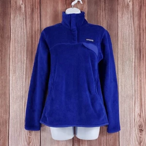 *FLAW* Patagonia Womens Size Medium Re-Tool Snap-T Pullover Sweater Blue 25442 - Picture 1 of 13