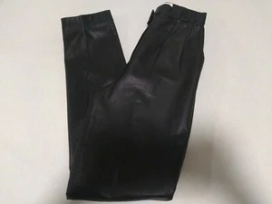 Vintage Cedars Women's Black Leather Size 6 W24" Pleated Pants - Picture 1 of 8
