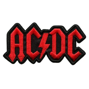 AC/DC Red Logo Embroidered Iron-On Patch Classic Rock Band Applique - Picture 1 of 2