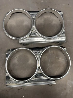 1966 Chevrolet Chevelle Malibu El Camino Headlight Bezels Trim Rings Moldings OE - Image 1 of 4