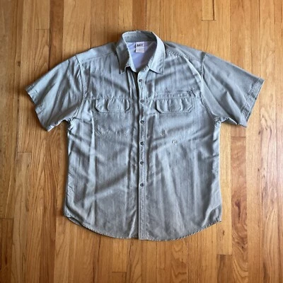 REI Mens Vented Green Performance Fishing Camping Hiking Shirt L Short Sleeve - Image 1 of 4