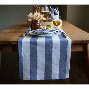 Solino Home Linen Table Runner for Dining, Summer, Luxury - Cabana Stripe - Picture 1 of 59