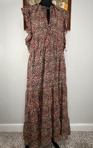 BB Dakota Steve Madden Maxi Dress Women's XXL Multicolor Floral Keyhole NWT - Picture 1 of 13
