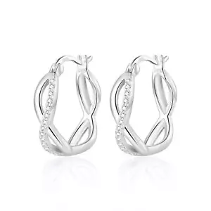 Sterling Silver Infinity Crystal Hoop Earrings Created with Zircondia® Crystals - Picture 1 of 6