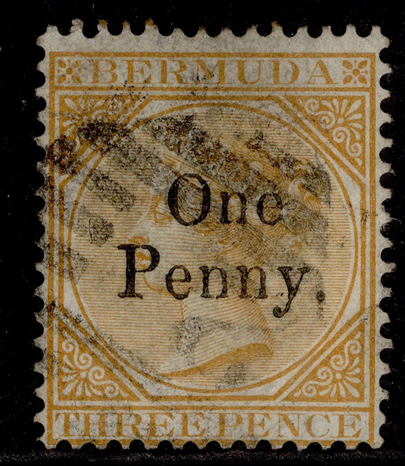 BERMUDA QV SG16, 1d on 3d yellow-buff, USED. Cat £350. - Image 1 of 1