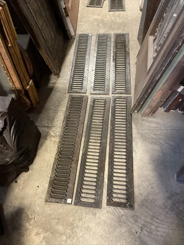 M2 - six AV price each Antique Gothic brass heat grate 6.5 x 34 Cover
