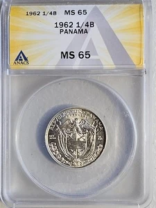 Panama 1/4 Balboa 1962 ANACS MS 65 - Picture 1 of 2