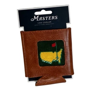2025 MASTERS Golf Tournament Leather Can Cooler w/ Needlepoint Logo NEW - Picture 1 of 4