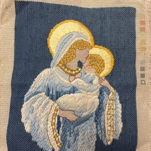 Bucilla WOOL Madonna And Child Needlepoint Christmas Heirloom Completed - Picture 1 of 6