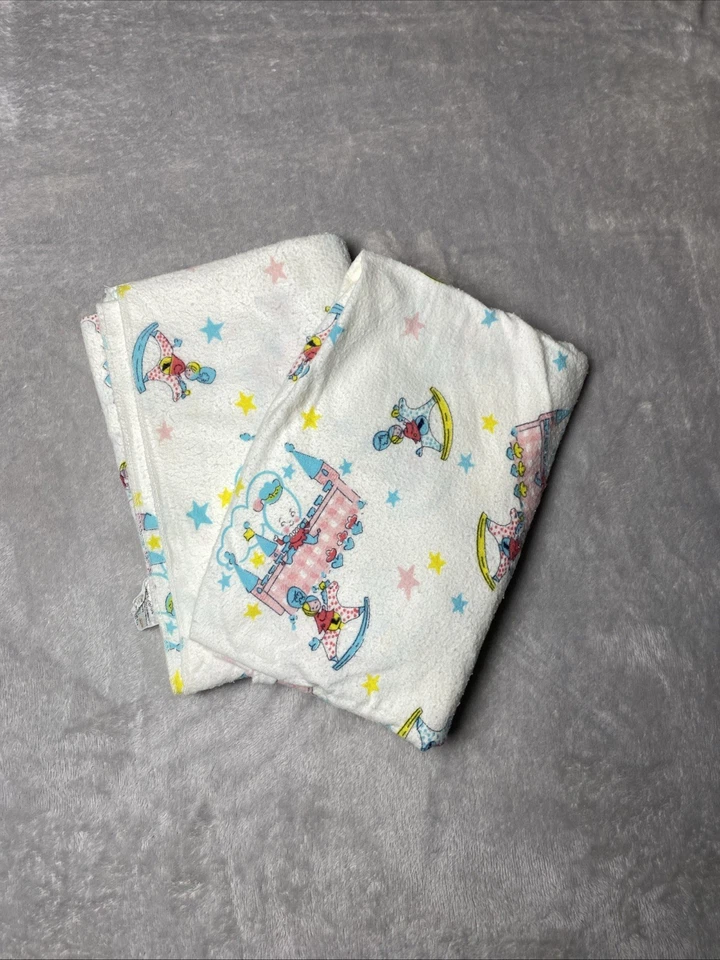 Винтажное Детское Одеяло Шалтай Болтай Звезды Замок Прием Фланели Хлопок 2 шт. - Изображение 1 из 4