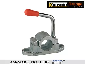 Kartt 48mm Premium Quality Cast Jockey Wheel Clamp Ribbed Hinged Trailer Caravan - Picture 1 of 3