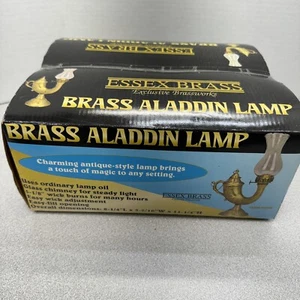 Essex Brass Aladdin Lamp Antique Style Oil Lamp Glass Chimney Wick New in Box - Picture 1 of 7
