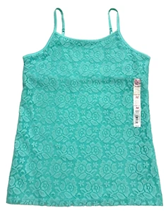 SO Strappy Cami Top Girls Size 16 Aqua Blue Lace Front Built In Shelf Bra NWT - Picture 1 of 7