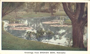 Greetings from Broken Bow Nebraska Lake Scene Postcard - Picture 1 of 2