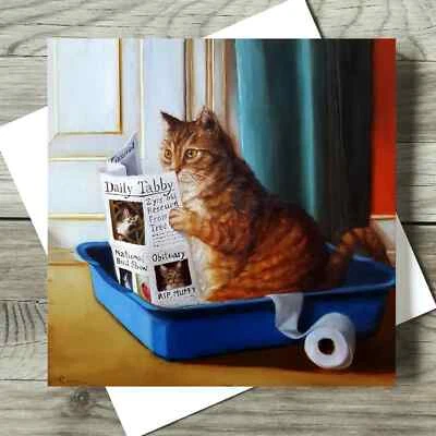 Kitty Throne Funny Cat Greeting Card – Hilarious Litter Box & Newspaper Design
