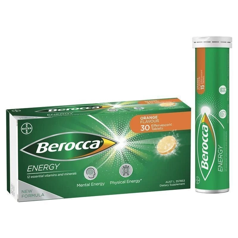 Berocca Energy Vitamin B & C Orange Flavour Effervescent Tablets 30 Pack - image 1 of 1
