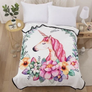 Unicorn Animal Soft Short Plush Blanket Sofa Bedding Cover Throw Rug 150x200cm - Picture 1 of 8
