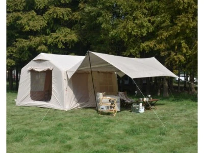 Tienda de campaña inflable 9,8 x 13 pies 8 pax con toldo y bomba manual tienda de glamping de aire Foto 1 de 4