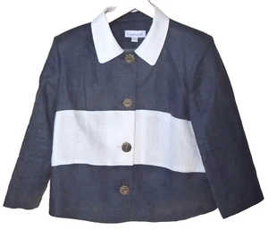 CLAUDIA M jacket..size 14..pure linen..rrp $160..made in Australia..navy & white - Picture 1 of 6