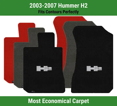 Alfombrillas de primera fila Lloyd Velourtex para Hummer H2 2003-2007 con logotipo H2 plateado Foto 1 de 4