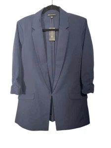 INC International Concepts Blazer Size L Blue 3/4 Ruched sleeves church bus of - Picture 1 of 6