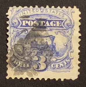 TRAVELSTAMPS: 1869 US Stamps Scott # 114, Locomotive 3 cents The 1869 Pictorials - Picture 1 of 5