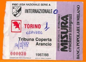 C2000- Vecchio BIGLIETTO PARTITA CALCIO - 1987-88 INTER VS TORINO - Imagen 1 de 1