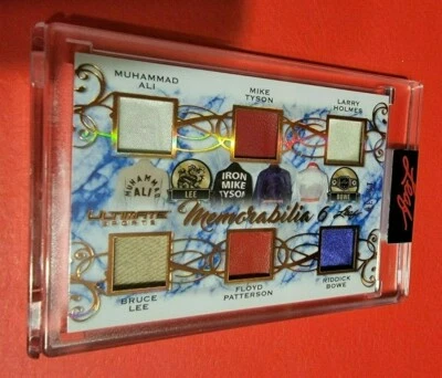 BRUCE LEE MUHAMMAD ALI MIKE TYSON HOLMES PATTERSON BOWE JERSEY CARD #d15/30 LEAF - Image 1 of 2