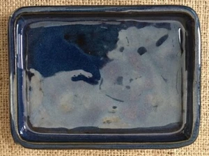 Dark Blue Rectangular Ceramic Bonsai Drip Tray 15x13xm - Picture 1 of 4