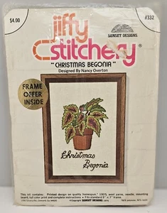 Vintage 1975 Jiffy Stitchery "Christmas Begonia" Crewel Kit #332 -New Old Stock - Picture 1 of 3