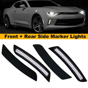 4Pcs For 2016-2022 Chevy Camaro White LED Side Marker Light Smoke Housing Lamps - Picture 1 of 11