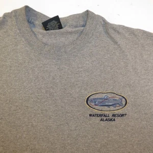CAMISETA DE PESCA DE PECES CASCADA RESORT ALASKA Para Hombre XL Gris - Imagen 1 de 2