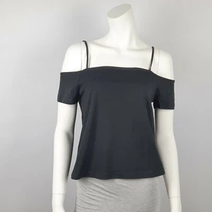 Kookai Women's Black Cap Sleeve Off The Shoulder T Shirt Top Size 1, 10 Casual - Picture 1 of 12