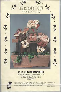 Craft Pattern-Briar Rose Collection #119-GINGERSNAPS 9" Angel-Bear & 10" Bunny - Picture 1 of 1