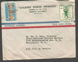 Kolumbien 1956 Cover Colegio Nueva Grenada Bogota to Schools Serv Washington DC