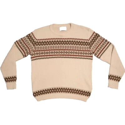 VTG  Jersild Men's L Cream Brown Red Sweater Ski Striped Warm - Image 1 of 4
