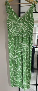Mango Tropical Print Jumpsuit Size L Green Palm Trees - Picture 1 of 8