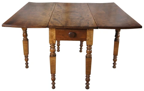 Antique Early American Style Curly Maple Drop Leaf Gateleg Dining Console Table Cover
