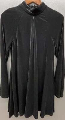 Vestido túnica de terciopelo negro para mujer talla 8 cuello de cerradura elástico caprichoso Y2K Foto 1 de 4