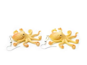 Octopus Earrings Miniblings Pendant Squid Octopus Sea Diver Beige Orange - Picture 1 of 4