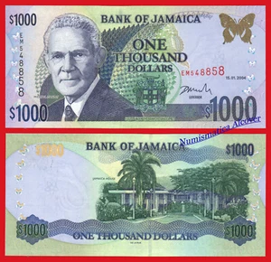 JAMAICA 1000 Dollars dolares 2004 Pick 86b SC / UNC - Imagen 1 de 1