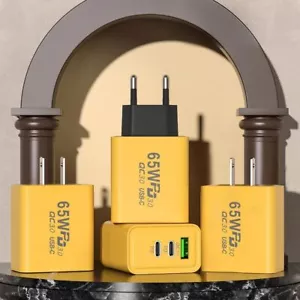 PD 65W GaN USB Charger Fast Charging Type C Mobile Phone Adapter 3.0 EU/US Plug - Zdjęcie 1 z 10