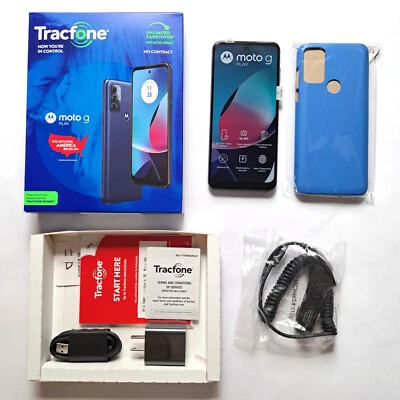 NEW Motorola Moto G Play Cell Phone 6.5" HD+ 4G LTE TRACFONE 32GB Blue XT2271DL - Image 1 of 4
