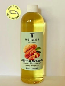 SWEET ALMOND OIL by HERMES ORGANIC COLD PRESSED 12 oz - Picture 1 of 1