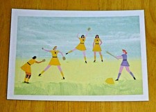 ILLUSTRATED FEMINIST POSTCARD ~ ALL-AMERICAN GIRLS PROFESSIONAL BASEBALL LEAGUE