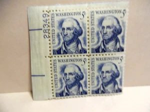 SCOTT STAMP # 1283 GEORGE WASHINGTON 5 CENT PLATE BLOCK - MNH - Picture 1 of 1